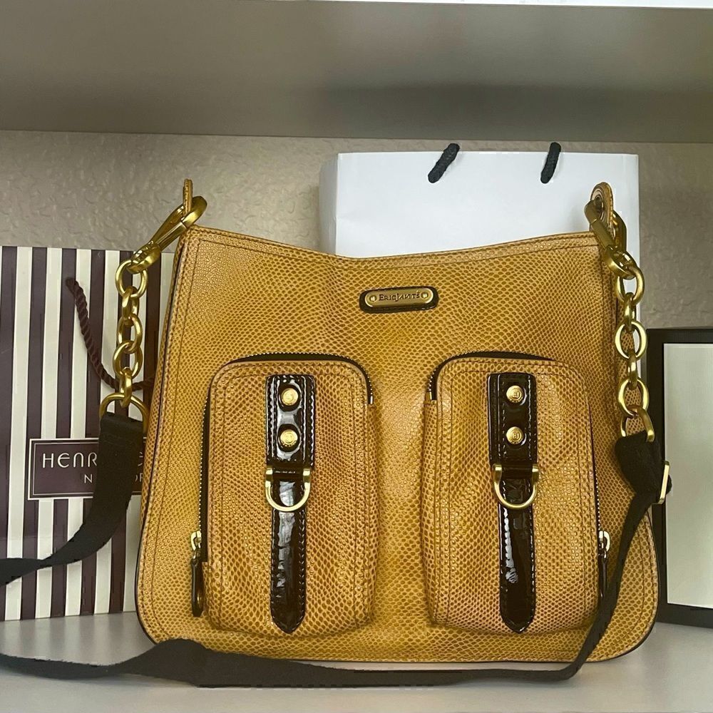 Vintage Eric Javits straw shoulder bag with chain link strap